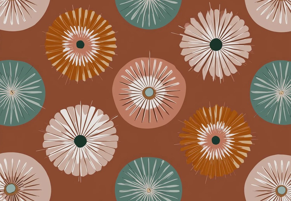 Fototapet - Flori maro circulare (147x102 cm)