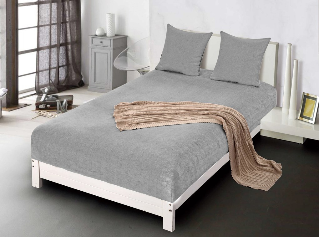 Cearsaf microplus NOLVIA 90x200 cm gri deschis