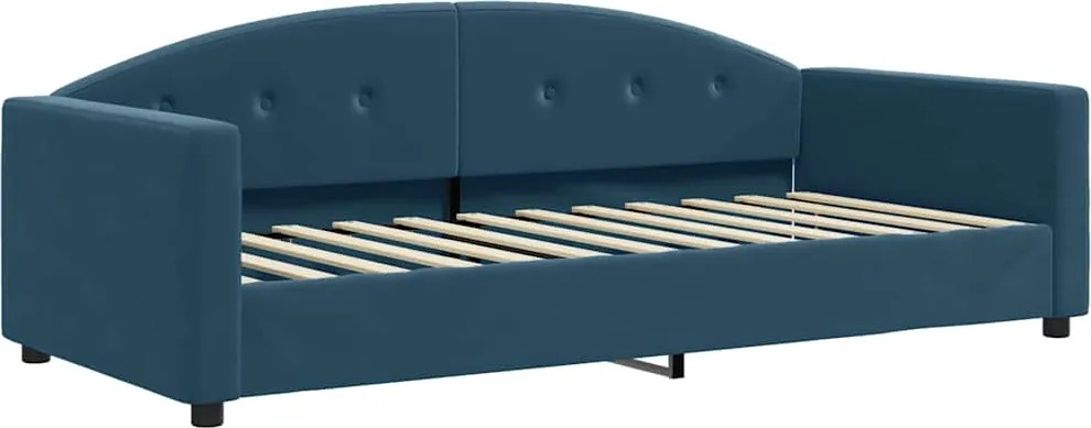 vidaXL Pat de zi, albastru, 90x200 cm, catifea