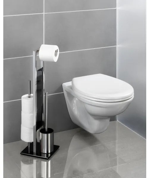 WENKO RIVALTA 22983100 - Perie WC 18 x 70 cm, inox/argintiu-negru