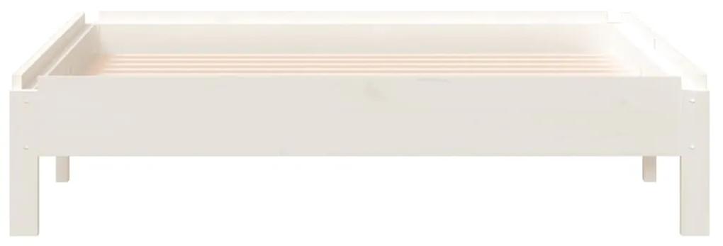 Pat stivuibil, alb, 75x190 cm, lemn masiv de pin Alb, 75 x 190 cm