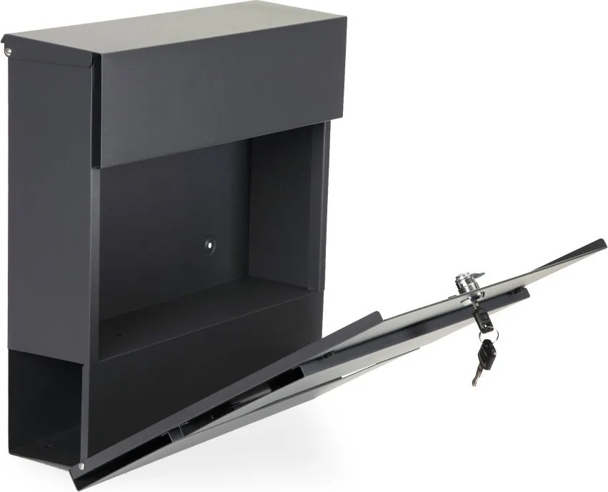 Cutie poștală din oțel galvanizat cu suport pentru ziare antracit