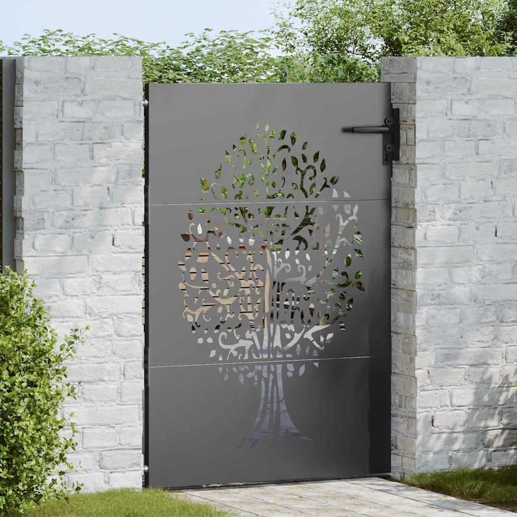 vidaXL Poartă de grădină Negru 100 x 150 cm Oțel vopsit în pulbere