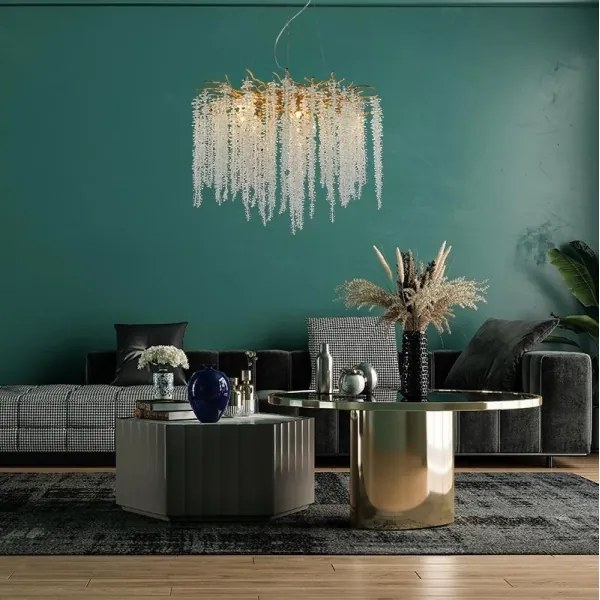 Lustră de cristal pe cablu 9xG9/40W/230V auriu