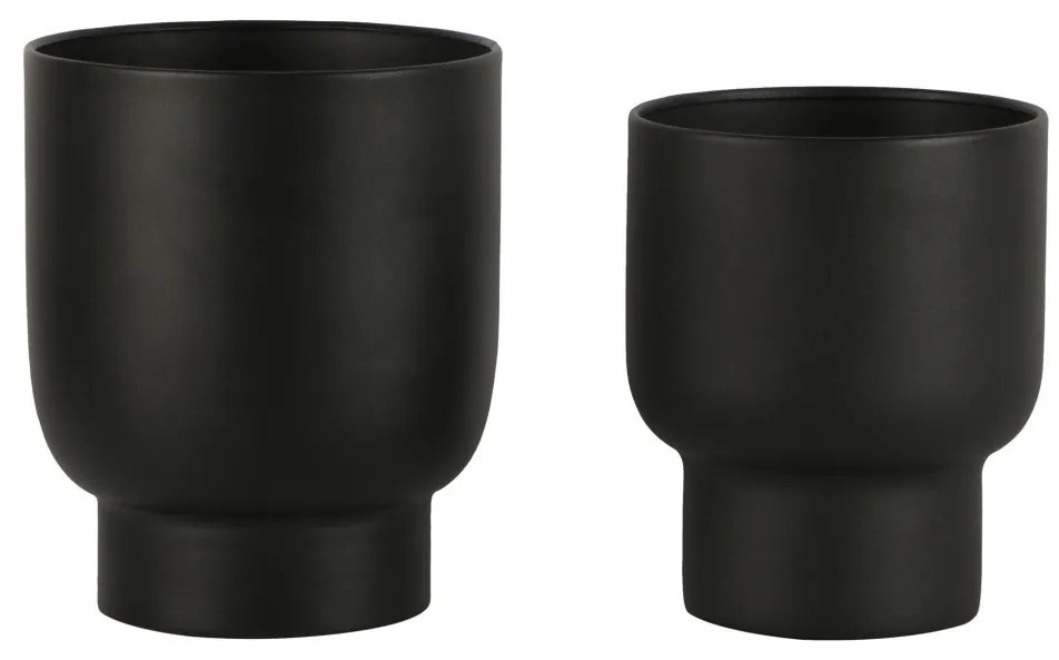 Fulda Ghivece de flori, metal, negru, 2pcs