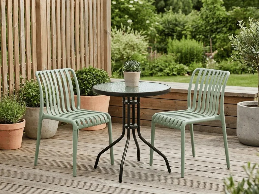 Set de gradina TREGO ISLAND - 2 scaune si masa rotunda ø 60 cm, verde