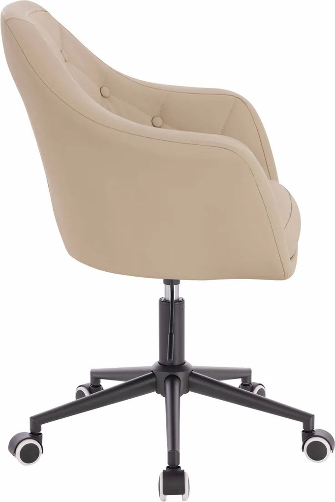 HR831K Scaun Crem Piele Ecologica Premium Soft cu Bază Neagră