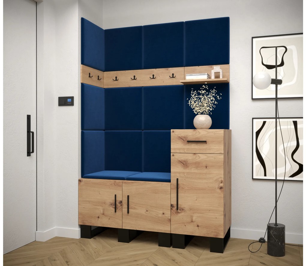 Set mobilier pentru hol Amanda 10 (Stejar artisan + Albastru). 1085943