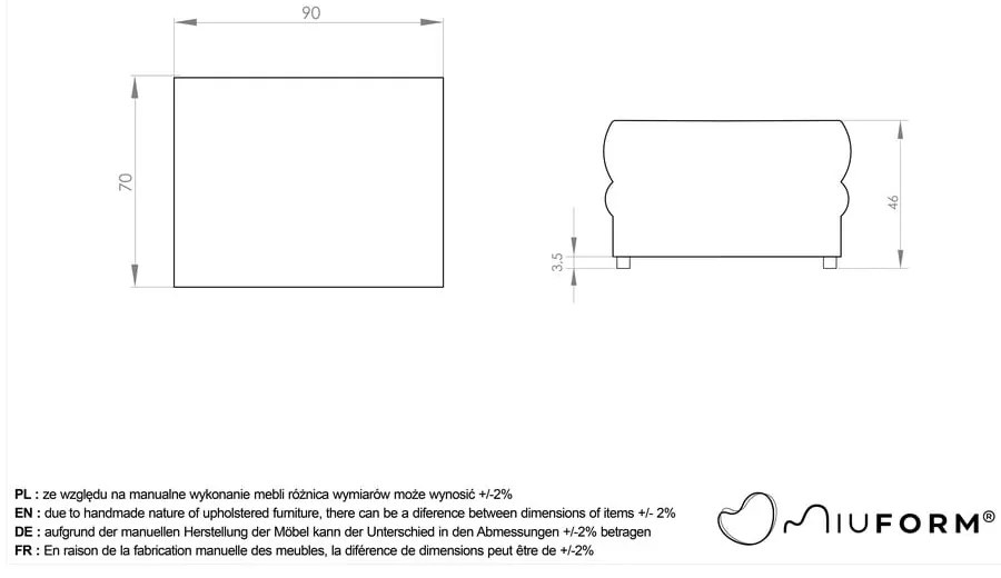 Taburet gri deschis Wilson – Miuform