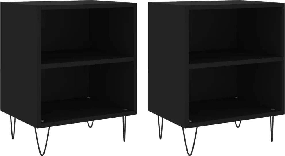 vidaXL Noptiere, 2 buc., negru, 40x30x50 cm, lemn compozit