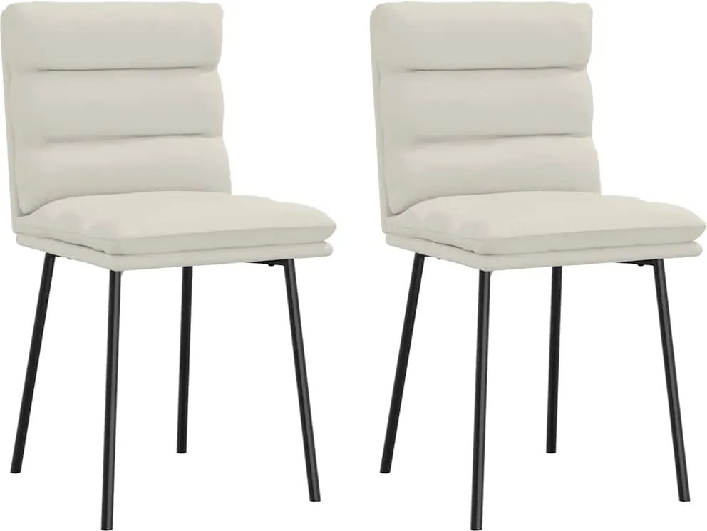 vidaXL Scaune de bucătărie, 2 buc., crem, catifea