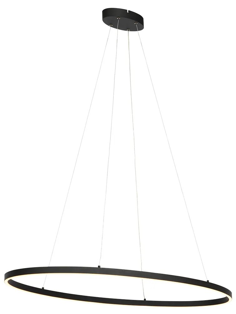 Lampă suspendată de design ovală neagră incluzând LED cu dimmer în 3 trepte - Ovallo