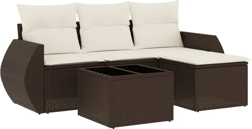 vidaXL Set canapele de grădină cu perne, 5 piese, maro, poliratan