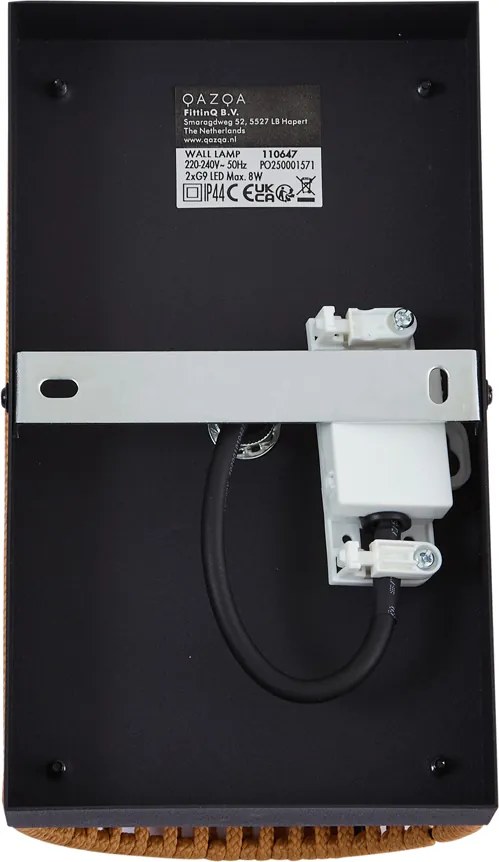 Lampă de perete Japandi portocalie cu negru și frânghie IP44 - Jayla