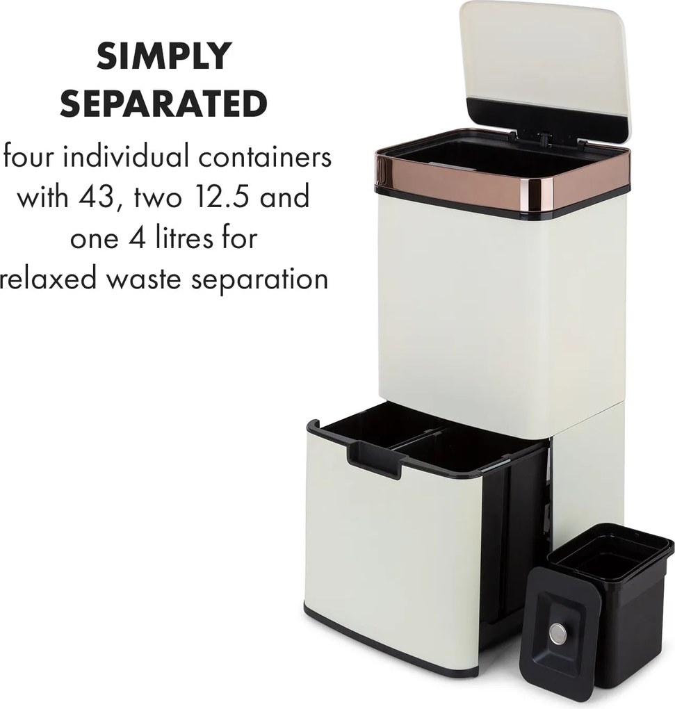 Klarstein Royal Trash Rose Gold, coș de gunoi cu senzor, 72 l, oțel inoxidabil, roz auriu