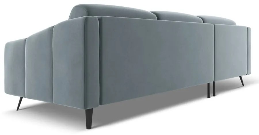 Colțar albastru deschis cu tapițerie din catifea (cu colț pe partea stângă) Nalu – Makamii