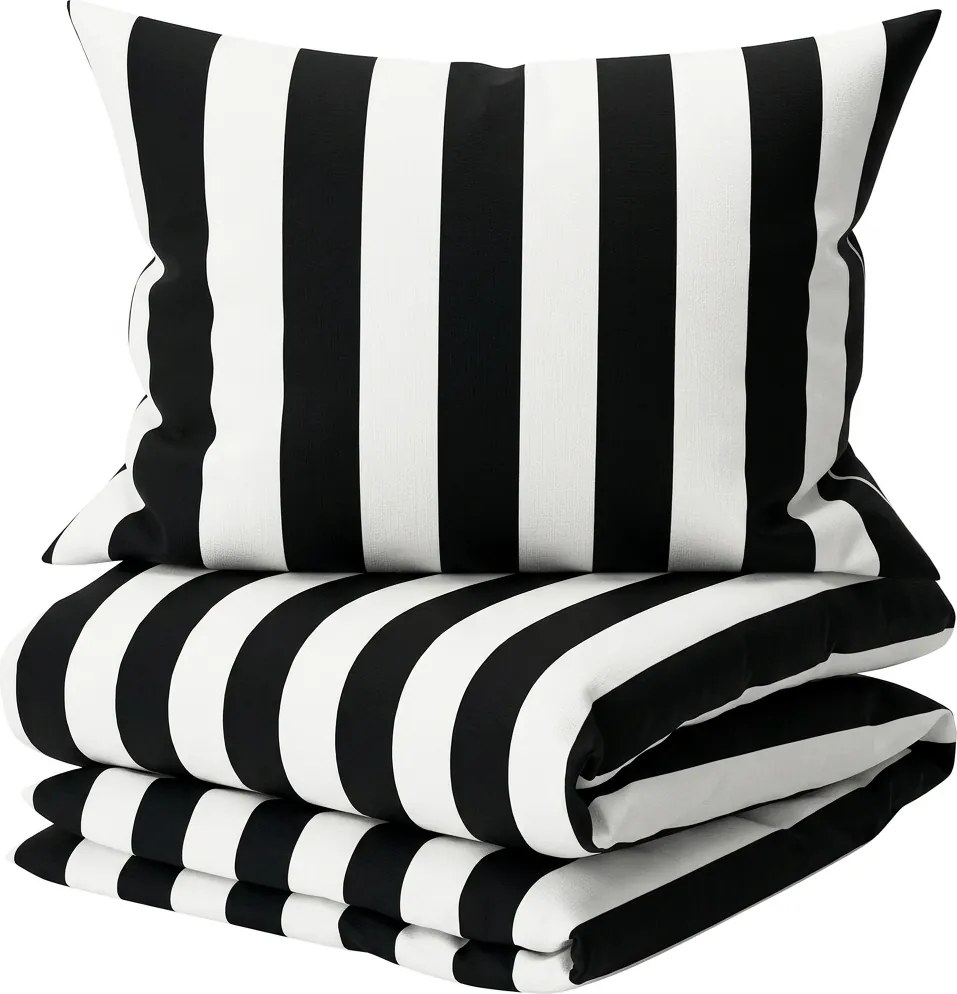 Lenjerie de pat din bumbac MONOLINE negru-alb Dimensiune lenjerie de pat: 70 x 80 cm | 140 x 200 cm