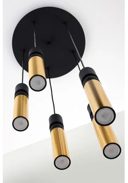 Lustră pe cablu Jupiter 2017 ALAS 5xGU10/10W/230V auriu/negru