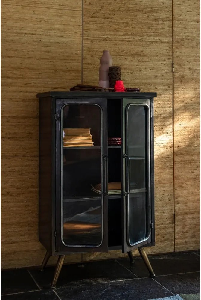 Vitrină neagră din metal 60x100x35 cm Denza – Dutchbone