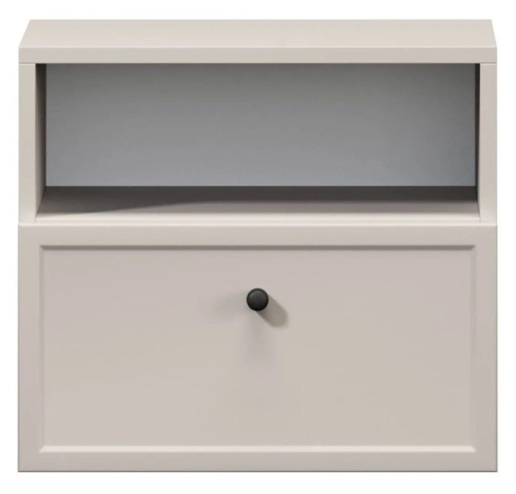 Noptieră suspendată Lorini 45 cm cu sertar - cașmir / mâner negru