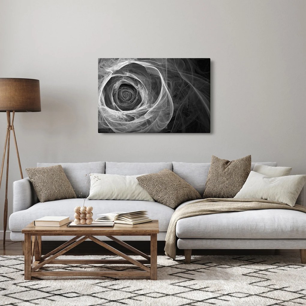 Tablou - Abstract trandafir negru și alb (90x60 cm)
