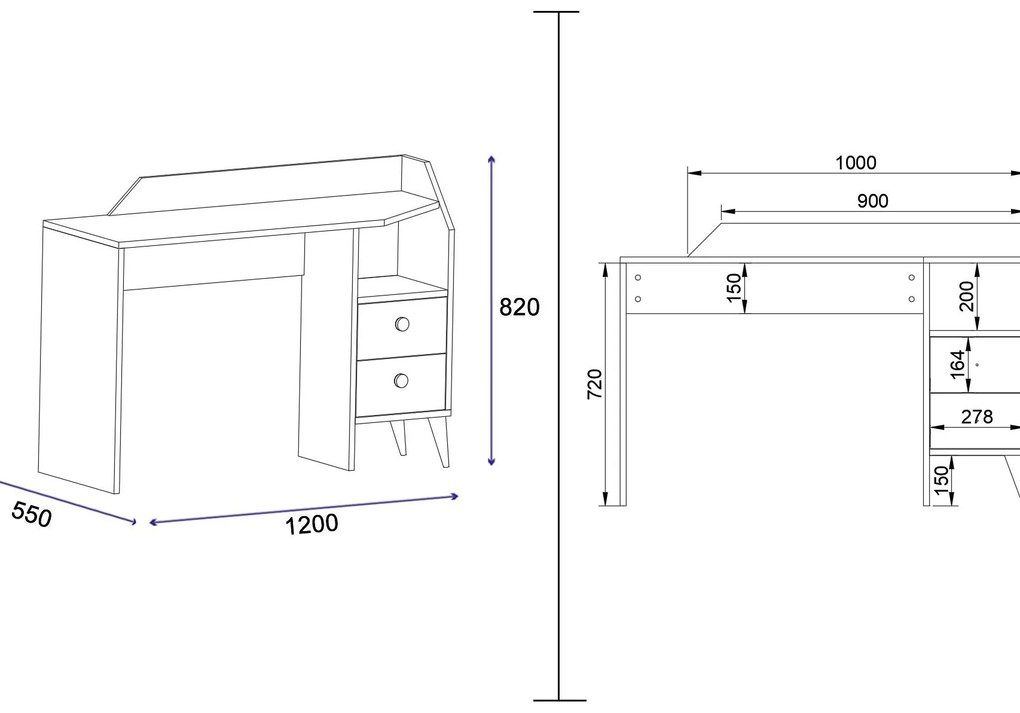 Masă PC Dekube 5 (alb). 1095015