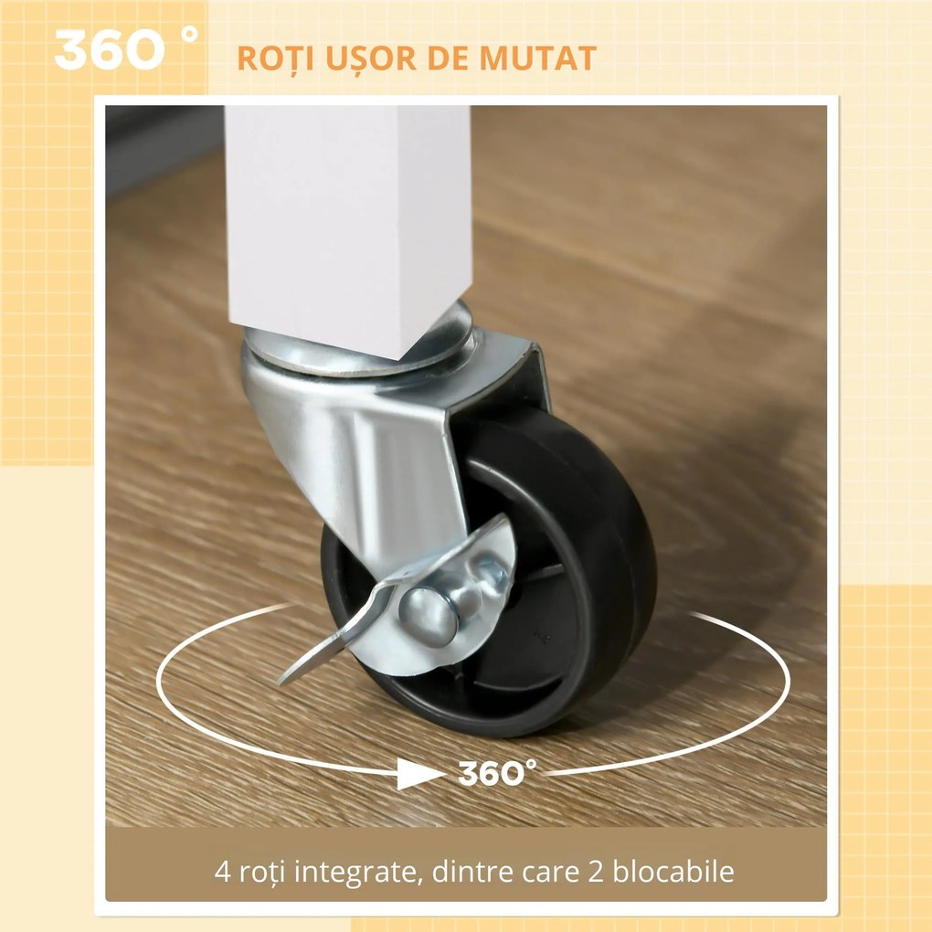 Carucior de bucatarie HOMCOM, dulap cu 2 sertare si roti | Aosom Romania