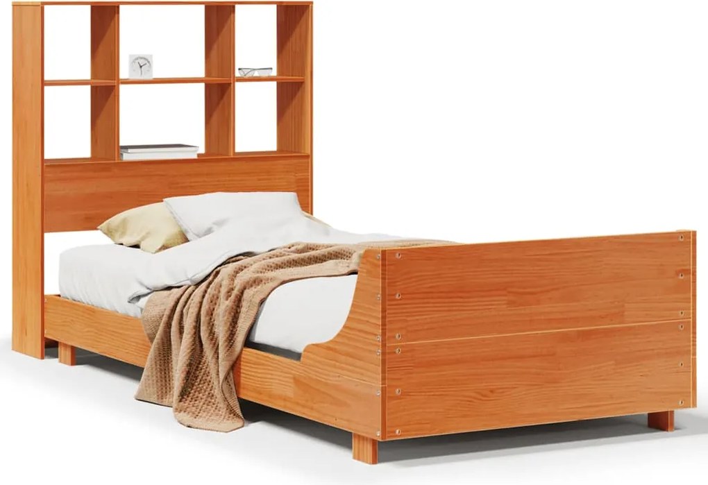 vidaXL Cadru pat fără saltea, maro ceruit, 75x190 cm, lemn masiv pin