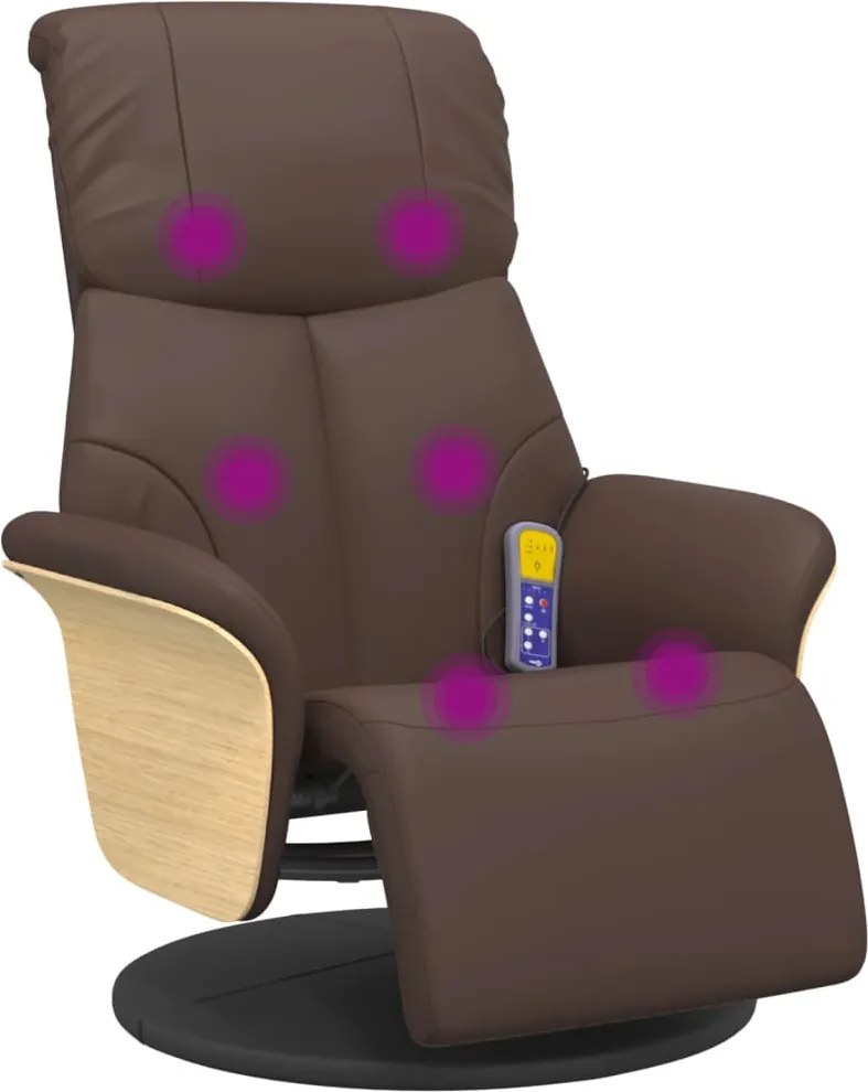 vidaXL Fotoliu de masaj rabatabil cu suport picioare, maro, piele eco