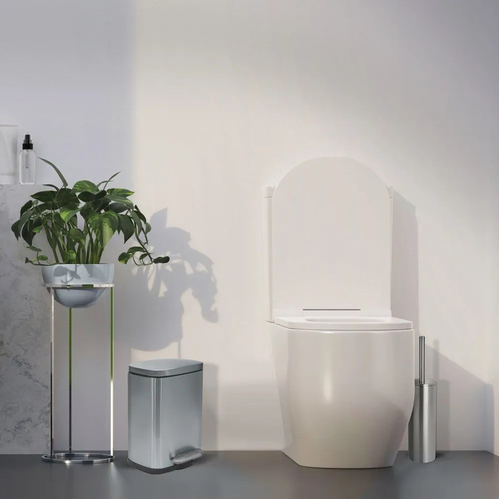 Coș de gunoi argintiu mat cu pedală din oțel 5 l Akira – Spirella