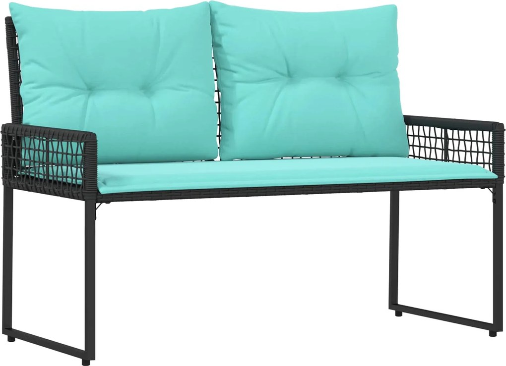 vidaXL Bancă de exterior cu pernă Negru și Turcoaz 118 x 55 x 82 cm