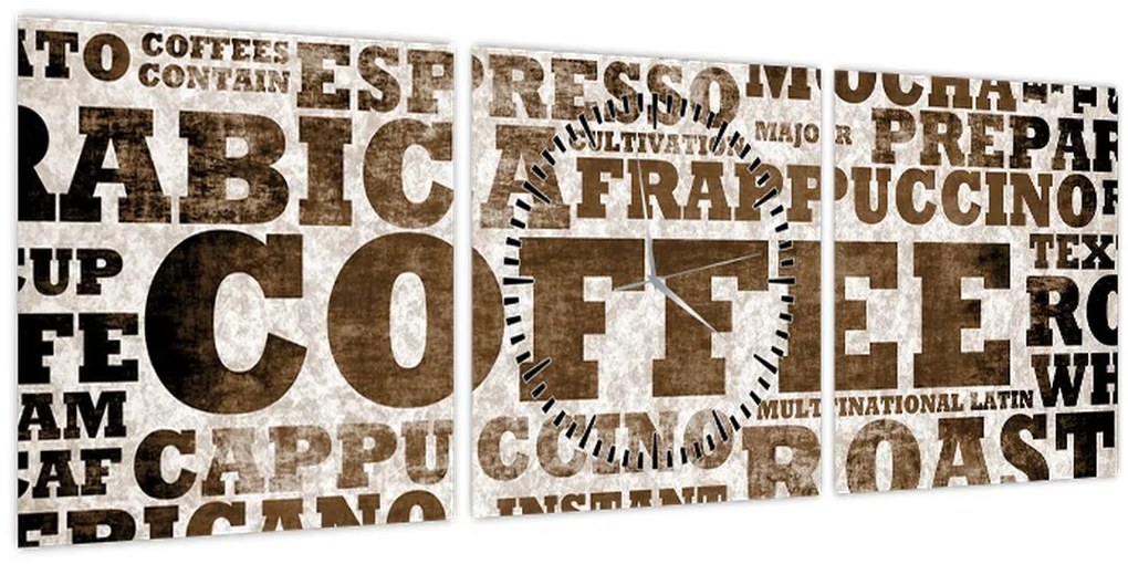 Tablou - Cafea (cu ceas) (90x30 cm)