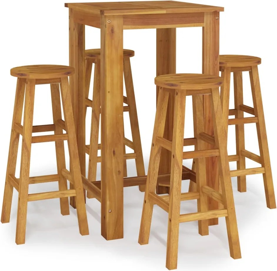 vidaXL Set bar de grădină, 5 piese, lemn masiv de acacia