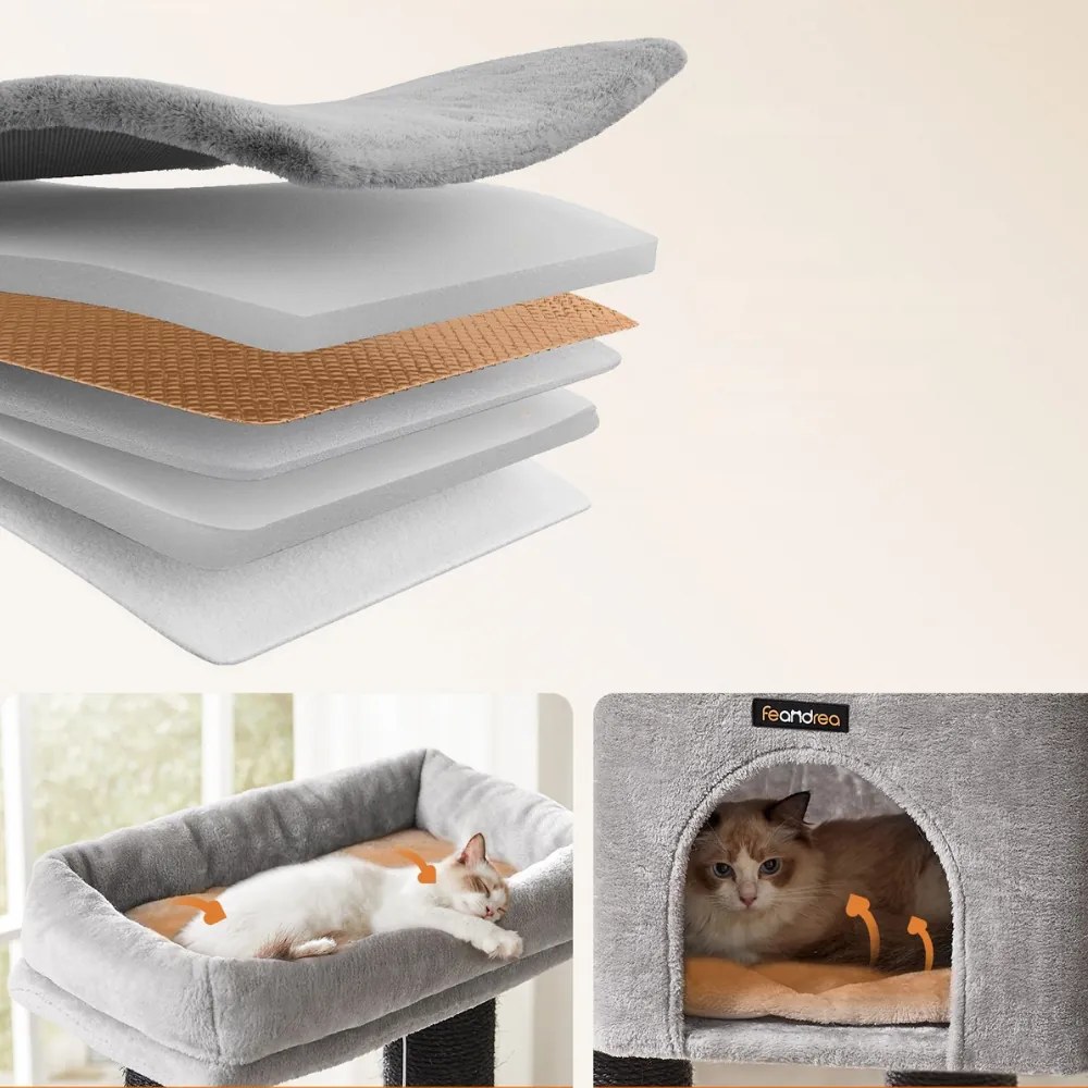 Copac pentru pisici ONYX, 50x50x160cm, gri/negru Feandrea