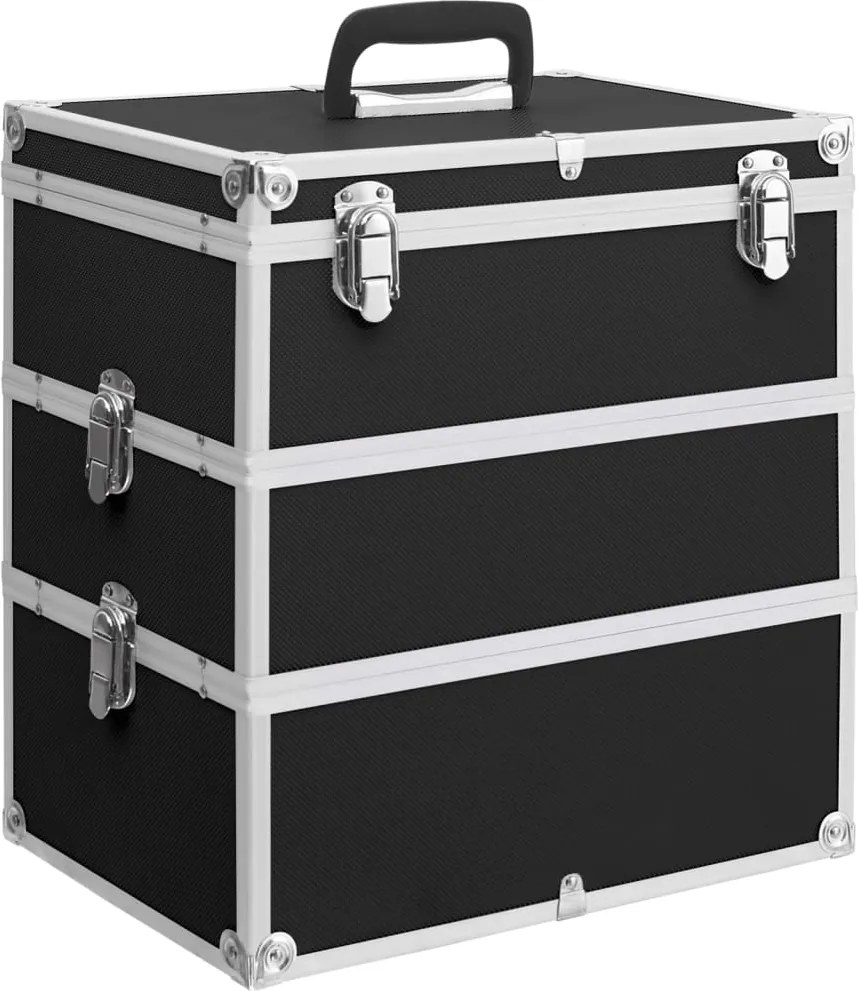 vidaXL Geantă de cosmetice, 37 x 24 x 40 cm, negru, aluminiu