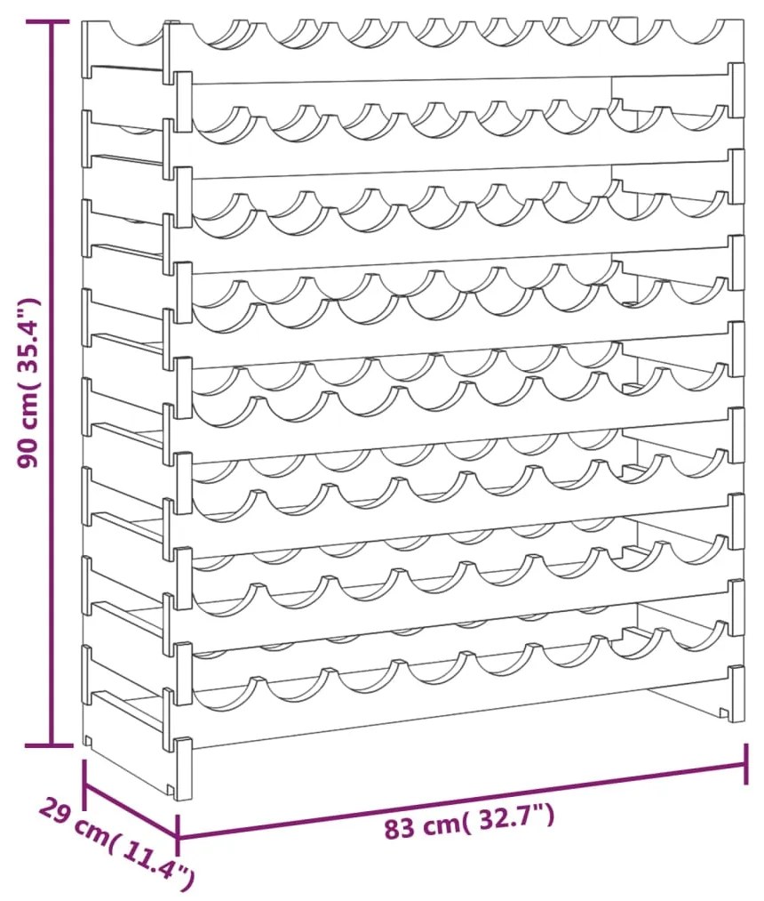Suport de vinuri, 83x29x90 cm, lemn masiv de pin