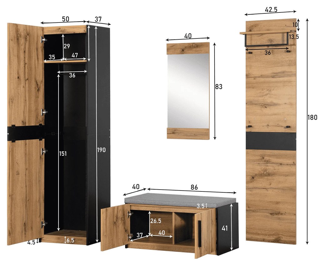 Set de Intrare 4 Piese cu Bancă, Culoare naturală | Aosom Romania