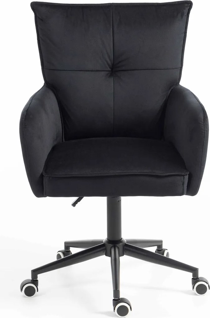 HR250K Scaun Catifea Neagră Bază Neagră