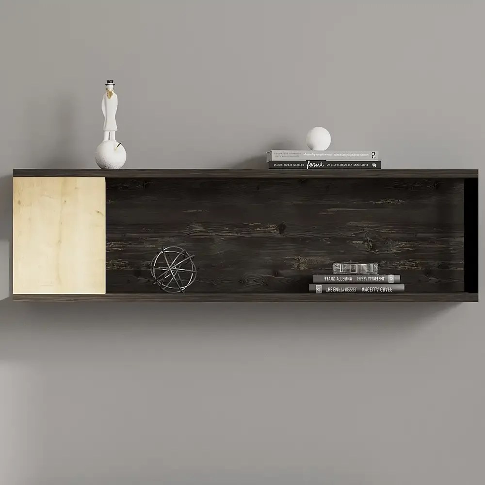 Raft de perete Riva culoare antracit si stejar,100 cm