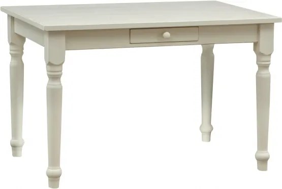 Masa fixa, L120 80 H80 cm, cu sertar, lemn masiv alb antichizat