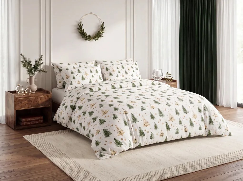 Lenjerie de pat din bumbac CHRISTMAS FOREST colorat Dimensiune lenjerie de pat: 70 x 90 cm | 140 x 200 cm