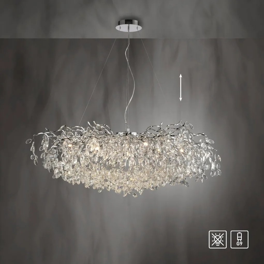 Lustra suspendata design magnific RICICLE crom, 50x120cm