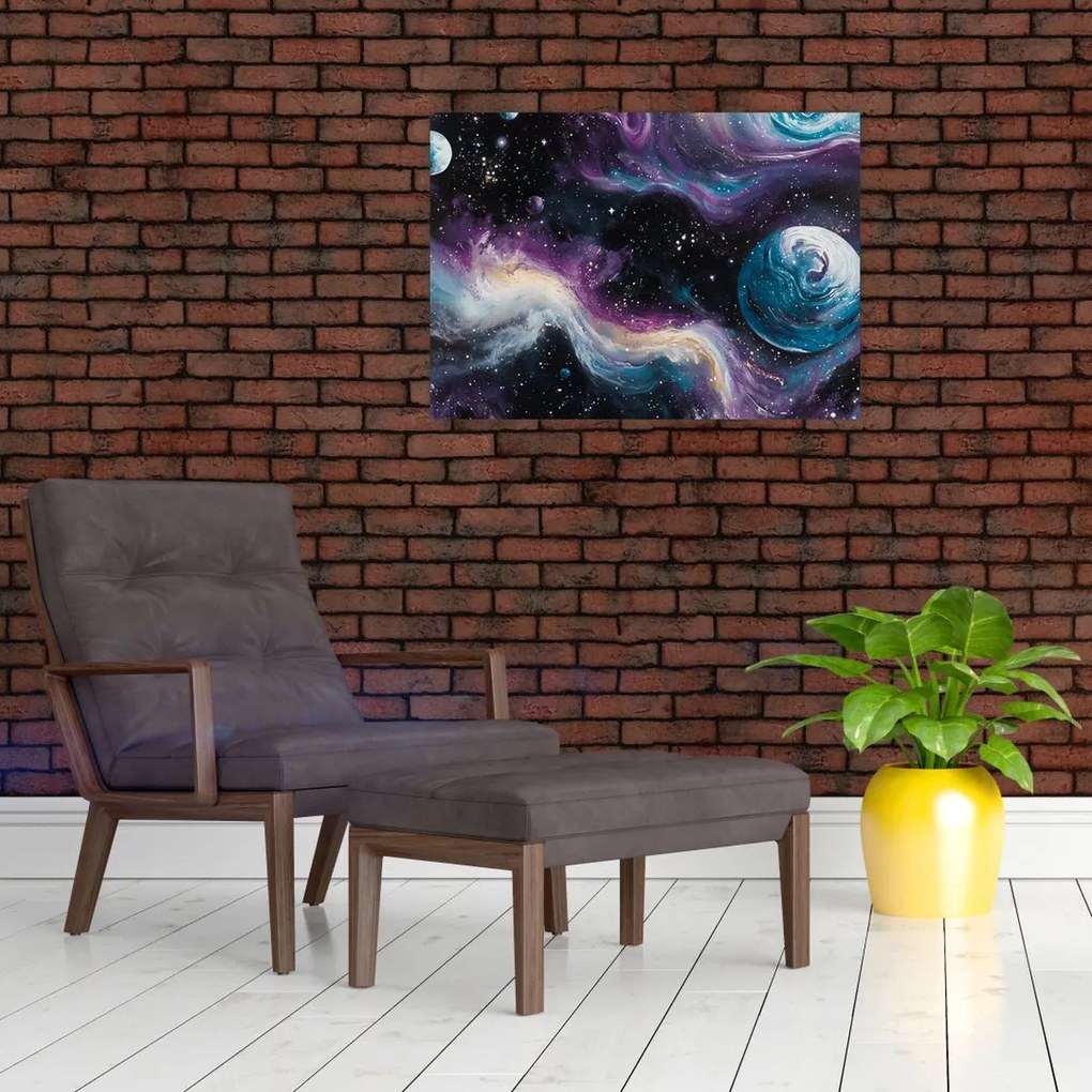 Tablou pe sticlă - Univers pictat (70x50 cm)