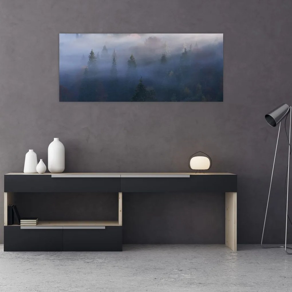 Tablou - Pădure în ceță, Carpați, Ucraina (120x50 cm)