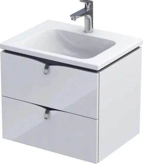 Set dulap baza suspendat alb cu 2 sertare Oristo Siena si lavoar din compozit Amelia 60 cm