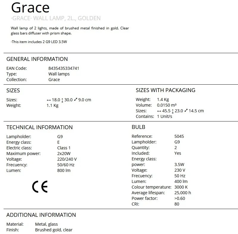 Aplica de perete eleganta design modern Grace