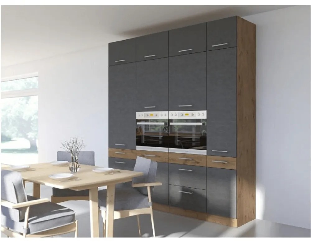 Dulap de bucătărie pentru electrocasnice încorporate 60 DP-210 2F Velaga (gri mat + stejar lancelot). 1015885