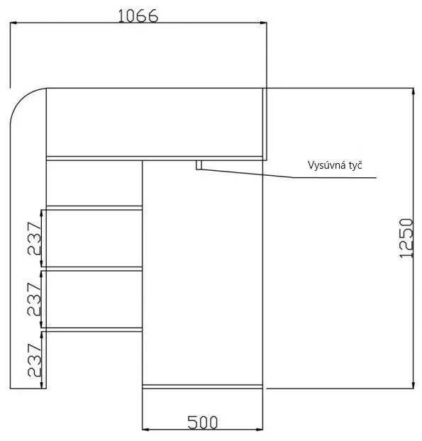 Pat multifuncțional 90 cm Toreno 1 (Alb + alb lucios + mânere turcoaz lucios). 1083308