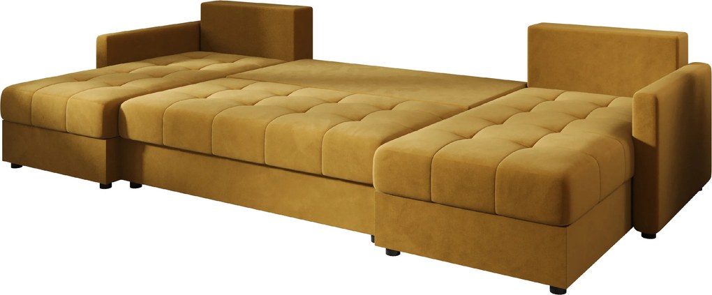 Coltar extensibil in forma de U VENORIA, mustar, 285x146 cm + 2 perne GRATUIT