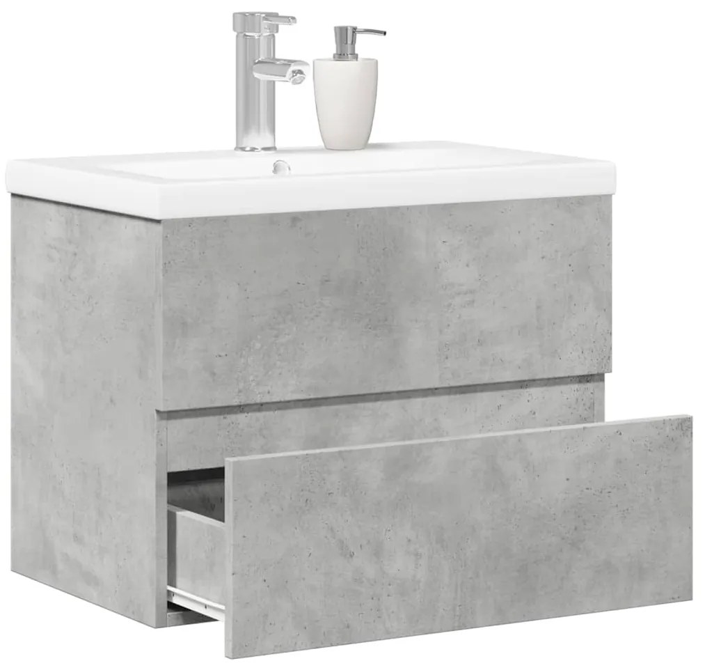 vidaXL Set mobilier de baie, 2 piese, gri beton, lemn compozit